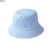 Korean Adult Kids Summer Foldable Bucket Hat Solid Color Hip Hop Wide Brim Beach UV Protection Round Top Sunscreen Fisherman Cap