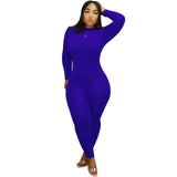 Long Sleeve Tight Bodycon Jumpsuit for Women Stand Collar Solid Sportswear Casual One Piece Outfits Fitness Rompers and Overalls