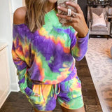 Fashion Jumpsuit bodysuit women Tie-dye printed fashion home casual shorts suit Women two piece Playsuits Print Two piece