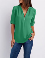 Big Size 4XL 5xl Women chiffon Tshirt V-neck Zipper irregular Loose Casual T shirts Spring Summer Plus size Sexy Tops Tee shirts