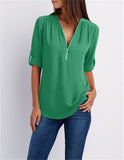 Big Size 4XL 5xl Women chiffon Tshirt V-neck Zipper irregular Loose Casual T shirts Spring Summer Plus size Sexy Tops Tee shirts