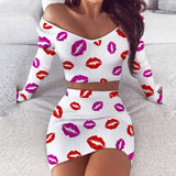 Women Dress Sets Fashion Slash Neck Striped Knitted Ladies Dresses 2020 Spring Summer Long Sleeve Slim Fit Bodycon Party Dress