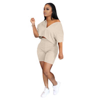 Plus Size Two Piece Set Women Clothes 2020 Casual Tracksuit Crop Top Biker Shorts Set Lounge Wear Matching Sets 2 Piece Outfits