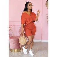 Plus Size Two Piece Set Women Clothes 2020 Casual Tracksuit Crop Top Biker Shorts Set Lounge Wear Matching Sets 2 Piece Outfits