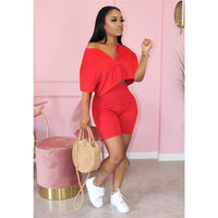 Plus Size Two Piece Set Women Clothes 2020 Casual Tracksuit Crop Top Biker Shorts Set Lounge Wear Matching Sets 2 Piece Outfits
