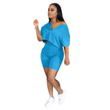 Plus Size Two Piece Set Women Clothes 2020 Casual Tracksuit Crop Top Biker Shorts Set Lounge Wear Matching Sets 2 Piece Outfits