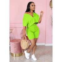 Plus Size Two Piece Set Women Clothes 2020 Casual Tracksuit Crop Top Biker Shorts Set Lounge Wear Matching Sets 2 Piece Outfits