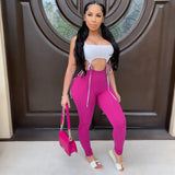 Sexy Fitness Neon Jumpsuit Summer 2020 Sportswear Lace Up Crop Top with Leggins Pants Body Rompers Women Jumpsuit Two Piece Set