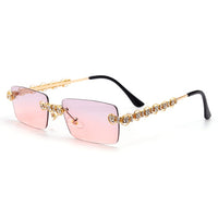 Rimless Diamond Sunglasses Women 2020 Rectangle Steampunk Sun Glasses Crystal Vintage Rhinestone Glasses Eyewear UV400 Oculos
