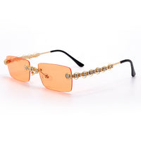 Rimless Diamond Sunglasses Women 2020 Rectangle Steampunk Sun Glasses Crystal Vintage Rhinestone Glasses Eyewear UV400 Oculos