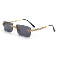 Rimless Diamond Sunglasses Women 2020 Rectangle Steampunk Sun Glasses Crystal Vintage Rhinestone Glasses Eyewear UV400 Oculos