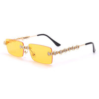 Rimless Diamond Sunglasses Women 2020 Rectangle Steampunk Sun Glasses Crystal Vintage Rhinestone Glasses Eyewear UV400 Oculos