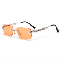 Rimless Diamond Sunglasses Women 2020 Rectangle Steampunk Sun Glasses Crystal Vintage Rhinestone Glasses Eyewear UV400 Oculos