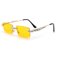 Rimless Diamond Sunglasses Women 2020 Rectangle Steampunk Sun Glasses Crystal Vintage Rhinestone Glasses Eyewear UV400 Oculos