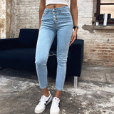 Stretch High Waist Jeans Women 2020 New Skinny Slim Fashion Washed Denim Pencil Pants Plastic Waist Lifting Ninth Pants
