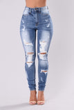 High Waist Women Slim Hole Ripped Denim Jeans Casual Stretch Skinny Trousers Jeans