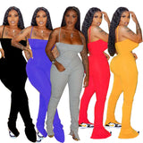 Stacked Jumpsuit 2020 Women Summer Clothing Elegant Stacked Leggings Pants Female Backless Overalls Sexy Rompers Plus Size