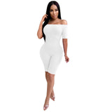 2020 Sexy Women Neon Color Slash Neck Off Shoulder Jumpsuit Rompers One-piece Short Sleeve Bodycon Summer Playsuit Biker Shorts