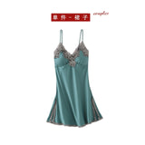 5PC Silk Robe Sleep Suit Womens Lace Satin Pajamas Gown Set V-Neck Cami Nighties Wear Pijama Home Nightwear Spring Nightdress