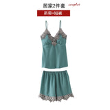 5PC Silk Robe Sleep Suit Womens Lace Satin Pajamas Gown Set V-Neck Cami Nighties Wear Pijama Home Nightwear Spring Nightdress