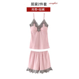 5PC Silk Robe Sleep Suit Womens Lace Satin Pajamas Gown Set V-Neck Cami Nighties Wear Pijama Home Nightwear Spring Nightdress