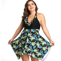 Tankini Swimwear Plus Size for Women Skirt Swimsuit 6XL Swim Two Piece Print Big Breasts Halter Bathing Suit Beachwear Swimdress
