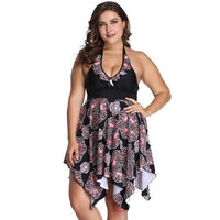 Tankini Swimwear Plus Size for Women Skirt Swimsuit 6XL Swim Two Piece Print Big Breasts Halter Bathing Suit Beachwear Swimdress