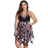 Tankini Swimwear Plus Size for Women Skirt Swimsuit 6XL Swim Two Piece Print Big Breasts Halter Bathing Suit Beachwear Swimdress