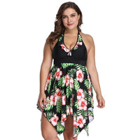 Tankini Swimwear Plus Size for Women Skirt Swimsuit 6XL Swim Two Piece Print Big Breasts Halter Bathing Suit Beachwear Swimdress