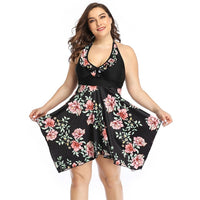 Tankini Swimwear Plus Size for Women Skirt Swimsuit 6XL Swim Two Piece Print Big Breasts Halter Bathing Suit Beachwear Swimdress