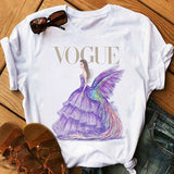 Women Harajuku Aesthetic Tshirt Female Vogue Print Short Sleeve Tops&Tees Women 90s Clothing Fashion Princess T-shirts,Drop Ship
