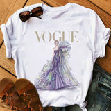 Women Harajuku Aesthetic Tshirt Female Vogue Print Short Sleeve Tops&Tees Women 90s Clothing Fashion Princess T-shirts,Drop Ship