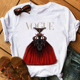 Women Harajuku Aesthetic Tshirt Female Vogue Print Short Sleeve Tops&Tees Women 90s Clothing Fashion Princess T-shirts,Drop Ship
