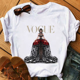 Women Harajuku Aesthetic Tshirt Female Vogue Print Short Sleeve Tops&Tees Women 90s Clothing Fashion Princess T-shirts,Drop Ship