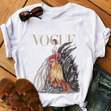 Women Harajuku Aesthetic Tshirt Female Vogue Print Short Sleeve Tops&Tees Women 90s Clothing Fashion Princess T-shirts,Drop Ship