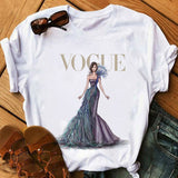 Women Harajuku Aesthetic Tshirt Female Vogue Print Short Sleeve Tops&Tees Women 90s Clothing Fashion Princess T-shirts,Drop Ship