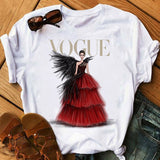 Women Harajuku Aesthetic Tshirt Female Vogue Print Short Sleeve Tops&Tees Women 90s Clothing Fashion Princess T-shirts,Drop Ship