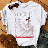 Women Harajuku Aesthetic Tshirt Female Vogue Print Short Sleeve Tops&Tees Women 90s Clothing Fashion Princess T-shirts,Drop Ship