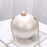 Fashion Luxury Round Pearl Hand Bag Ladies White Evening Clutch Bags for Women 2020 Catwalk Chain Messenger Beach Bag