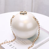 Fashion Luxury Round Pearl Hand Bag Ladies White Evening Clutch Bags for Women 2020 Catwalk Chain Messenger Beach Bag