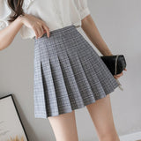 Women Plaid Pleated Skirts Kawaii High Waist A-line Mini Skirts Plus Size Summer Harajuku Korean Japanese School Uniform