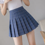 Women Plaid Pleated Skirts Kawaii High Waist A-line Mini Skirts Plus Size Summer Harajuku Korean Japanese School Uniform