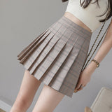 Women Plaid Pleated Skirts Kawaii High Waist A-line Mini Skirts Plus Size Summer Harajuku Korean Japanese School Uniform