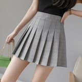 Women Plaid Pleated Skirts Kawaii High Waist A-line Mini Skirts Plus Size Summer Harajuku Korean Japanese School Uniform