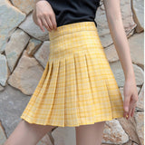 Women Plaid Pleated Skirts Kawaii High Waist A-line Mini Skirts Plus Size Summer Harajuku Korean Japanese School Uniform