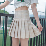 Women Plaid Pleated Skirts Kawaii High Waist A-line Mini Skirts Plus Size Summer Harajuku Korean Japanese School Uniform