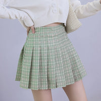 Women Plaid Pleated Skirts Kawaii High Waist A-line Mini Skirts Plus Size Summer Harajuku Korean Japanese School Uniform
