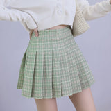 Women Plaid Pleated Skirts Kawaii High Waist A-line Mini Skirts Plus Size Summer Harajuku Korean Japanese School Uniform