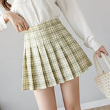 Women Plaid Pleated Skirts Kawaii High Waist A-line Mini Skirts Plus Size Summer Harajuku Korean Japanese School Uniform