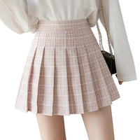 Women Plaid Pleated Skirts Kawaii High Waist A-line Mini Skirts Plus Size Summer Harajuku Korean Japanese School Uniform